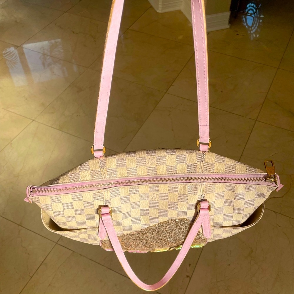 ❤️TRADED❤️Louis Vuitton custom Totally MM custom paint patch repair. Azur pink - Picture 12 of 16